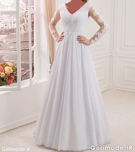 مدل لباس عروس با حجاب, لباس عروس آستین دار